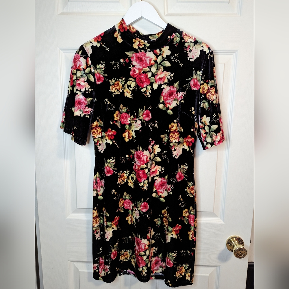 Current + Project Women's Black and Pink velour dress cut out back size Large